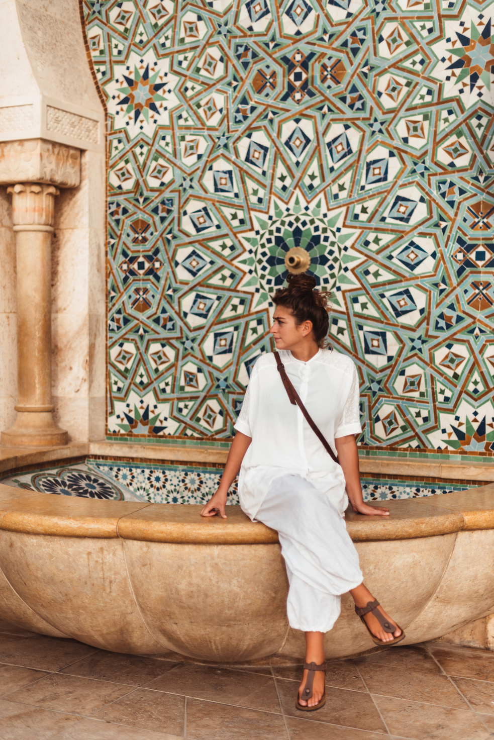 tourist woman sitting in Morocco